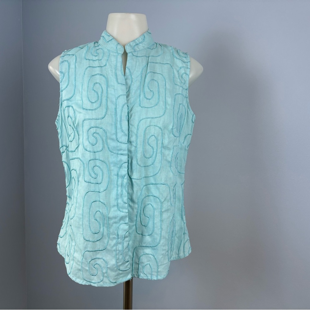 Susan Bristol Aqua Swirl Sleeveless Blouse